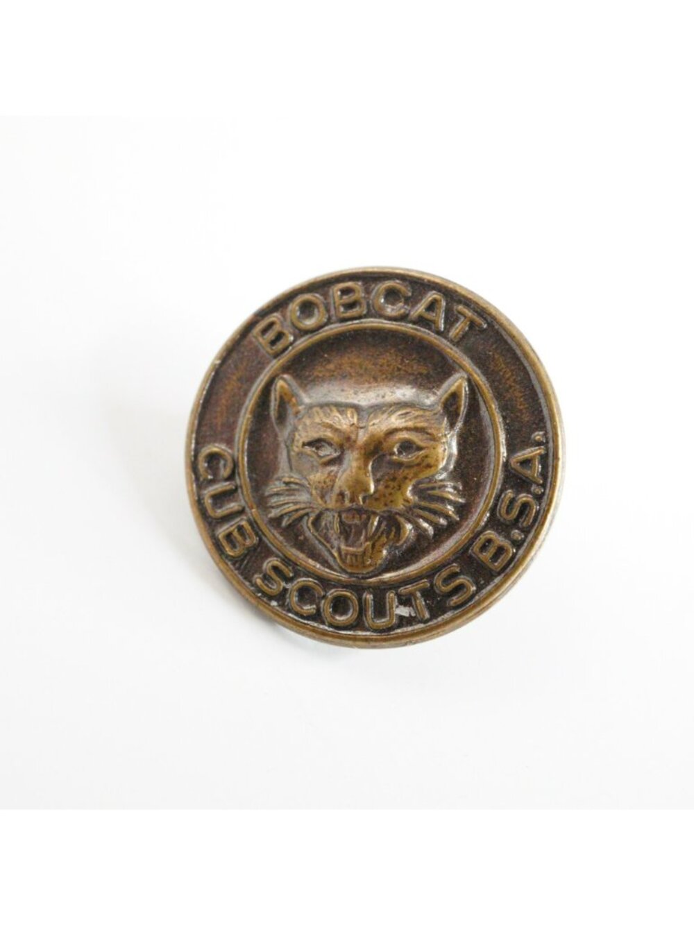 Bobcat Cub Scouts Vintage Round Lapel Pin Bronze Tone - Picture 4 of 5